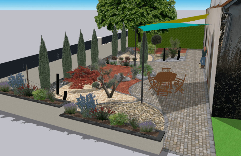 Conception 3D des travaux d'aménagement de jardin par Val Paysages